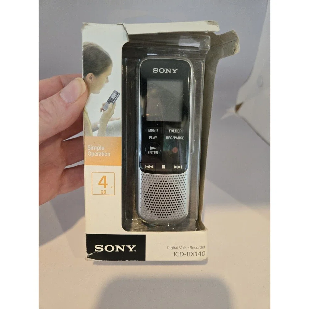 Sony ICD-BX140 Handheld Voice Recorder, 4 GB Flash Memory, Compact Design TESTED
